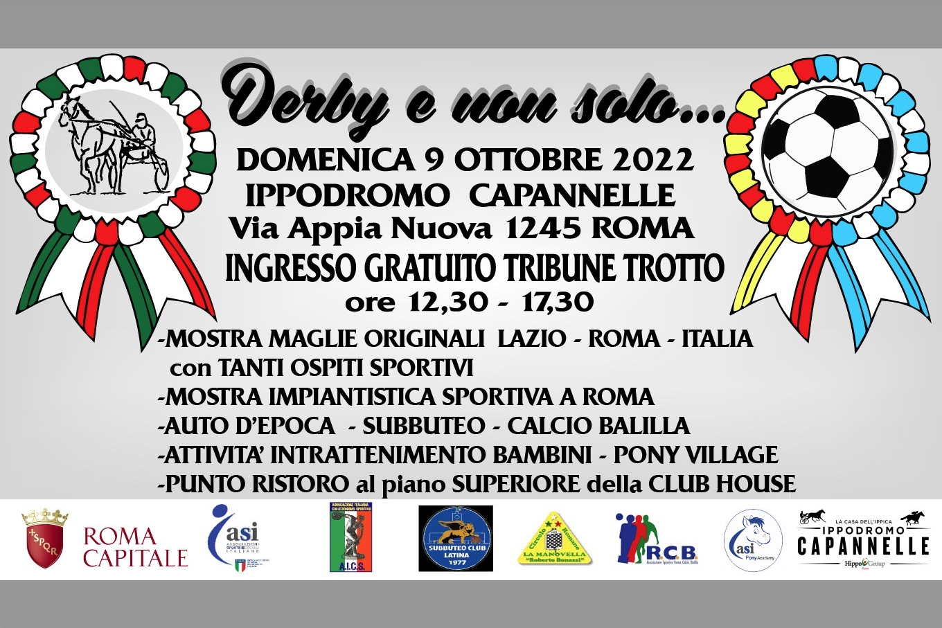 Il derby dell’Ippica e il derby del Calcio romano insieme per la prima